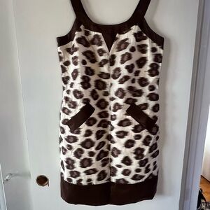 DIANE VON FURSTENBERG Leopard Print Silk Sleeveless A-line Mini Dress. US 10